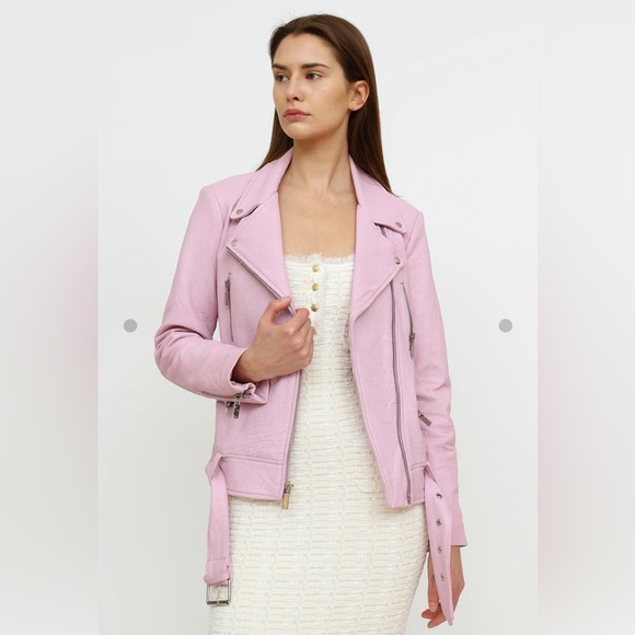 Elizabeth and James pink leather jacket - Picture 1 of 6